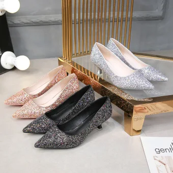 Scintillantes Argenté Soirée Paillettes Escarpins 2020 5 Cm Talons Aiguilles À Bout Pointu Escarpins