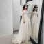 Schöne Champagner Brautkleider 2018 A Linie Mit Spitze Blumen Off Shoulder Rückenfreies Ärmellos Sweep / Pinsel Zug Hochzeit