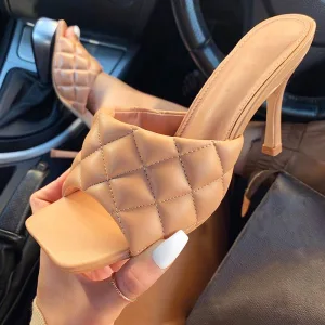 Affordable Beige Casual Womens Sandals 2020 9 Cm Stiletto Heels Open Peep Toe Sandals