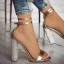 Chic / Beautiful Champagne Cocktail Party Womens Sandals 2020 Ankle Strap 10 cm Thick Heels Open / Peep Toe Sandals