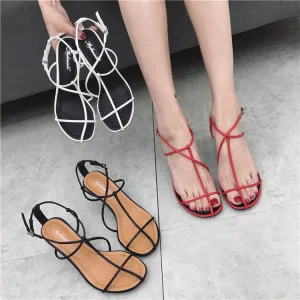 Romersk Enkla Vita Casual Sandaler Dam 2020 7 Cm Stilettklackar Peep Toe Sandaler