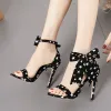 Fashion Black Cocktail Party Star Womens Sandals 2020 Bow Ankle Strap 11 cm Stiletto Heels Open / Peep Toe Sandals