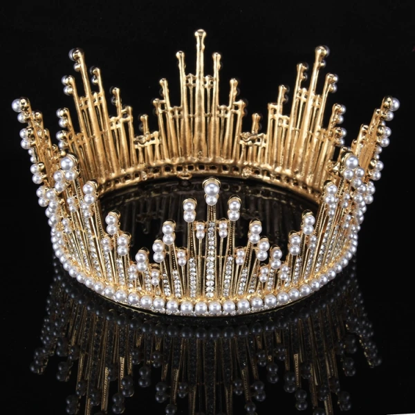 Złote Rhinestone Perła Metal Tiara 2017 Vintage Najpiękniejsze / Ekskluzywne Biżuteria Ślubna