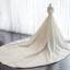 Chinese style White Wedding Dresses 2017 High Neck Short Sleeve Backless Beading Sequins Ruffle Satin Lace Chapel Train