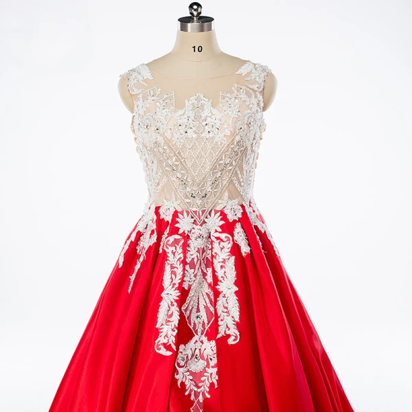 Luxe Rouge Robe De Bal 2017 Sans Manches Perlage Paillettes Faux Diamant Volants Appliques Dos Nu Glitter Satin Robe De Ceremonie