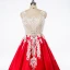 Luxe Rouge Robe De Bal 2017 Sans Manches Perlage Paillettes Faux Diamant Volants Appliques Dos Nu Glitter Satin Robe De Ceremonie