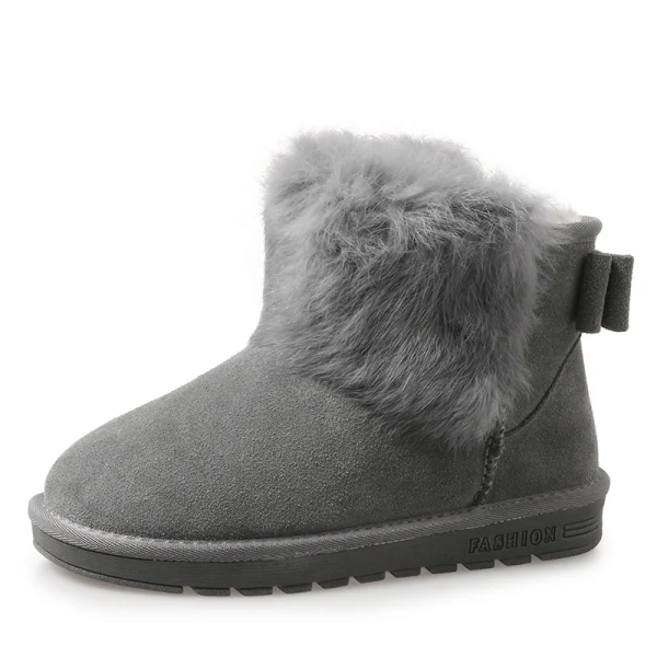 Modern / Fashion Womens Boots 2017 Khaki Leather Ankle Suede Casual Winter Flat Snow Boots