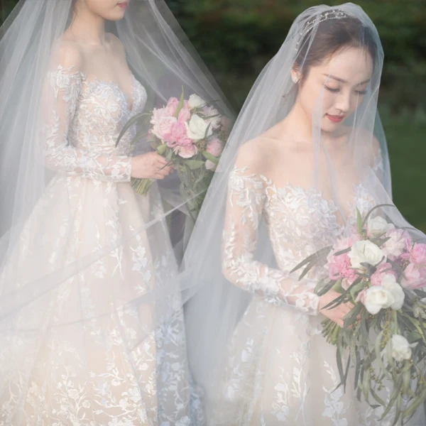 Étourdissant Plage Robe De Mariée 2017 Princesse Encolure Dégagée Manches Longues Fermeture éclair Champagne Percé Dentelle Chapel Train Dos Nu