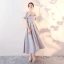 Chic / Beautiful Grey Homecoming Graduation Dresses 2018 A-Line / Princess Off-The-Shoulder Spaghetti Straps Short Sleeve Bow Sash Tea-length Ruffle Backless Formal Dresses