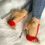 Chic / Beautiful Red Outdoor / Garden Floral Womens Sandals 2020 T-Strap 10 cm Stiletto Heels Open / Peep Toe Sandals