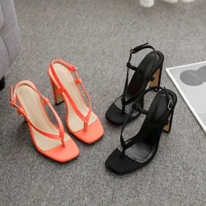 Sexy Orange Casual Womens Sandals 2020 12 Cm Thick Heels Open Peep Toe Sandals