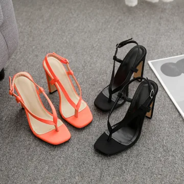Sexy Orange Désinvolte Sandales Femme 2020 12 Cm Talons Épais Peep Toes Bout Ouvert Sandales