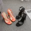 Sexy Orange Freizeit Sandalen Damen 2020 12 cm Thick Heels Peeptoes Sandaletten
