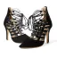 Roman Street Wear Black Pierced Womens Sandals 2020 Suede X-Strap 11 cm Stiletto Heels Pointed Toe Sandals