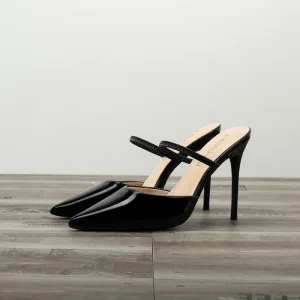 Chic Beautiful Black Dating Womens Sandals 2020 Patent Leather 10 Cm Stiletto Heels Pointed Toe Sandals