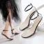 Transparent Schwarz Freizeit Sandalen Damen 2020 Knöchelriemen 7 cm Thick Heels Peeptoes Sandaletten