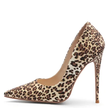 Chic Belle Marron Vêtement De Rue Imprimé Léopard Escarpins 2020 12 Cm Talons Aiguilles À Bout Pointu Escarpins