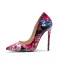 Fashion Multi-Colors Outdoor / Garden Floral Pumps 2020 Patent Leather 12 cm Stiletto Heels Pointed Toe Pumps