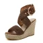 Roman Brown Street Wear Braid Womens Sandals 2020 Ankle Strap 10 cm Wedges Open / Peep Toe Sandals