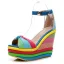 Fashion Casual Braid Rainbow Womens Sandals 2020 Ankle Strap 13 cm Wedges Open / Peep Toe Sandals