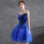 Sexy Royal Blue Suede Cocktail Dresses Party Dresses 2021 A-Line / Princess Strapless Bow Sleeveless Backless Short Ruffle Cocktail Party Formal Dresses