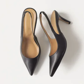 Modest Simple Black Office Ol Slingbacks Womens Sandals 2020 10 Cm Stiletto Heels Pointed Toe Sandals