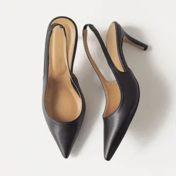 Proste Simple Czarne Biuro Ol Slingback Sandały Damskie 2020 10 Cm Szpilki Szpiczaste Sandały
