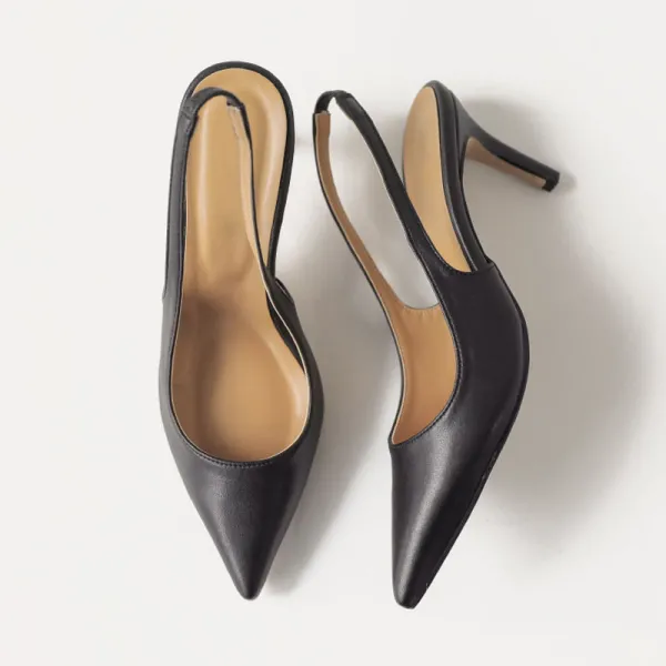 Modest / Simple Black Office OL Slingbacks Womens Sandals 2020 10 cm Stiletto Heels Pointed Toe Sandals