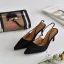 Simple Noire Bureau OL Slingbacks Sandales Femme 2020 Daim 8 cm Talons Aiguilles À Bout Pointu Sandales