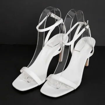 Seksowne Białe Przypadkowy Sandały Damskie 2020 Z Paskiem 10 Cm Szpilki Peep Toe Sandały