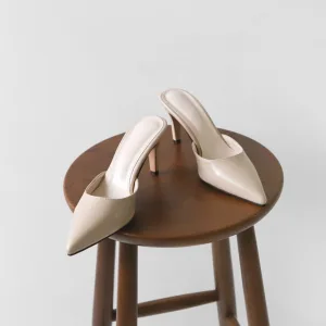 Simple Beige Vêtement De Rue Été Sandales Femme 2020 8 Cm Talons Aiguilles À Bout Pointu Sandales
