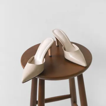 Simple Beige Vêtement De Rue Été Sandales Femme 2020 8 Cm Talons Aiguilles À Bout Pointu Sandales