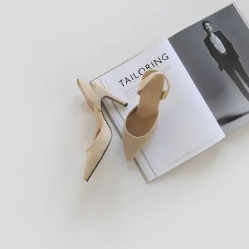 Chic Belle Beige Vêtement De Rue Daim Slingbacks Sandales Femme 2020 10 Cm Talons Aiguilles À Bout Pointu Sandales
