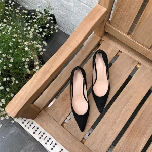 Modest Simple Black Street Wear Suede Pumps 2020 8 Cm Stiletto Heels Pointed Toe Pumps