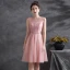 Chic / Beautiful Blushing Pink Sequins Cocktail Dresses Party Dresses 2021 A-Line / Princess Scoop Neck Sleeveless Sash Knee-Length Cocktail Party Formal Dresses