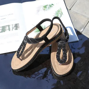 Snygga Fina Svarta Stranden Platt Toffel Flip Flops 2020 Rhinestone Peep Toe Damskor