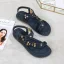 Cyganeria Granatowe Plaża Pantofle & Klapki 2020 Rhinestone Z Paskiem Peep Toe Płaskie Buty Damskie