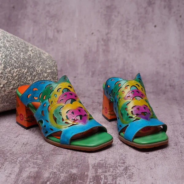 Traditionnel Bleu Vêtement de rue Sandales Femme 2020 Cuir 5 cm Talons Aiguilles Peep Toes / Bout Ouvert Sandales