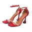 Enkla Röd Casual Mocka Sandaler Dam 2020 Läder Ankelband 10 cm Stilettklackar Peep Toe Sandaler