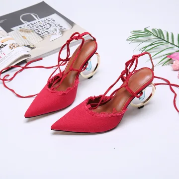 Chic Beautiful Red Street Wear Womens Sandals 2020 Amazing Unique Stiletto Heels 10 Cm Ankle Strap Pointed Toe Sandals