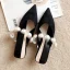 Chic / Beautiful Black Pearl Dating Womens Sandals 2020 Suede 6 cm Stiletto Heels Pointed Toe Sandals