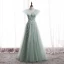 Vintage / Retro Sage Green Prom Dresses A-Line / Princess 2020 Scoop Neck Beading Rhinestone Sequins Sleeveless Backless Floor-Length / Long Formal Dresses