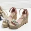 Fashion Blushing Pink Street Wear Summer Braid Womens Sandals 2020 Pearl Ankle Strap Rhinestone 10 cm Wedges Open / Peep Toe Sandals