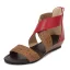 Bohemliv Sommar Röd Stranden Fläta Sandaler Dam 2020 4 cm Låg Klack Peep Toe Sandaler
