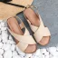 Romersk Sommar Aprikos / Beige Stranden Sandaler Dam 2020 4 cm Kilklackar Låg Klack Peep Toe Sandaler