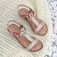 Bohemliv Champagne Stranden Rhinestone Sandaler Dam 2020 T-Rem 4 cm Kilklackar Låg Klack Peep Toe Sandaler