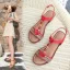 Vintage / Originale Bohême Été Rouge Plage Sandales Femme 2020 T-Strap 4 cm Compensées Talon Bas Peep Toes / Bout Ouvert Sandales