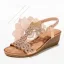 Böhmen Champagner Strand Sandalen Damen 2020 Strass 5 cm Keilabsatz Peeptoes Sandaletten