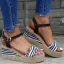 Erschwinglich Schwarz Strassenmode Zebramuster Sandalen Damen 2020 5 cm Keilabsatz Peeptoes Sandaletten