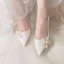 Elegant Ivory Wedding Shoes 2020 Leather Pearl Flower 5 cm Stiletto Heels Pointed Toe Wedding Pumps